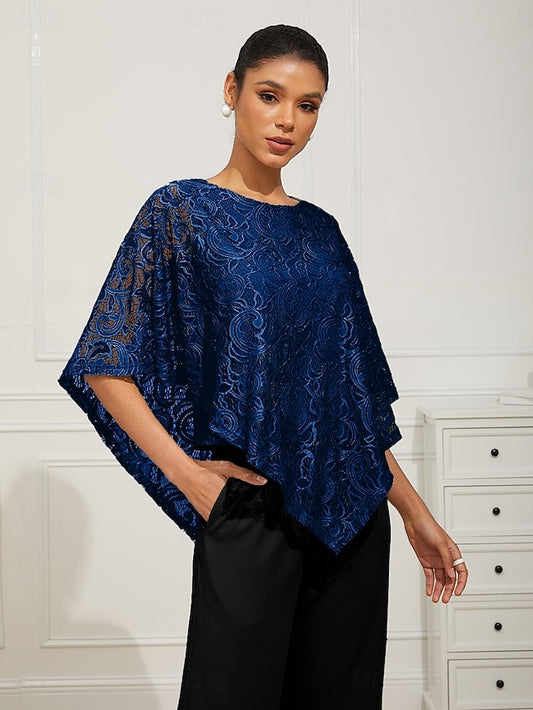 Women's Blouse Dressy Tops Lace Patchwork Layered Elegant