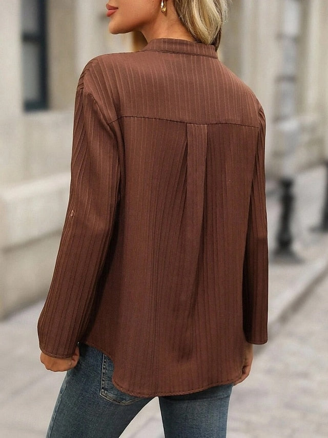 Women's Shirt Casual Shirt Blouse Buttons Plain Stylish