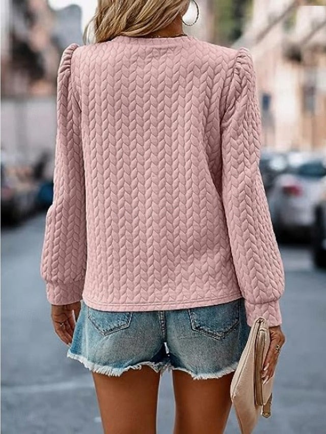 Women's Blouse Ruched Solid Color Stylish Casual Beach Long