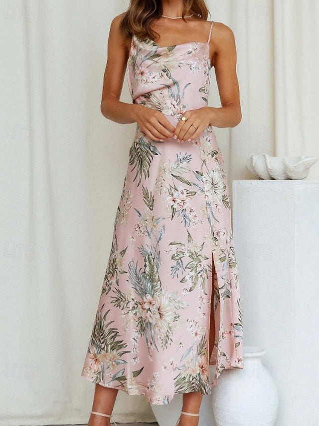 Women's Midi Dress Floral Dress Boho Dress Print Dress