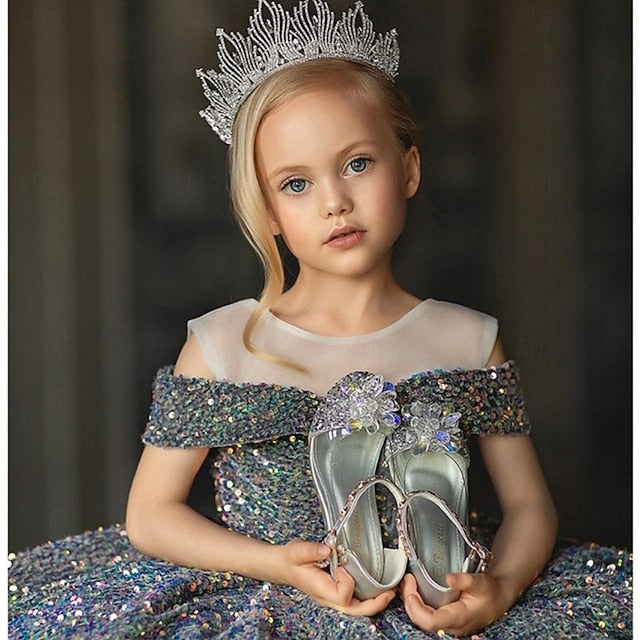 Flower Dress Party Solid Girls' Color Kids Girl