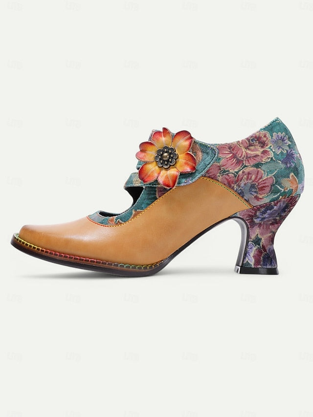 Heels Mary 1930s – Jane Floral Leather Vintage Women's