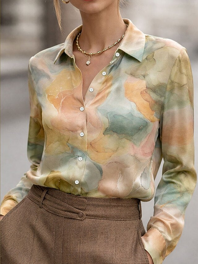 Women's Shirt Buttons Print Graphic Elegant Stylish Classic