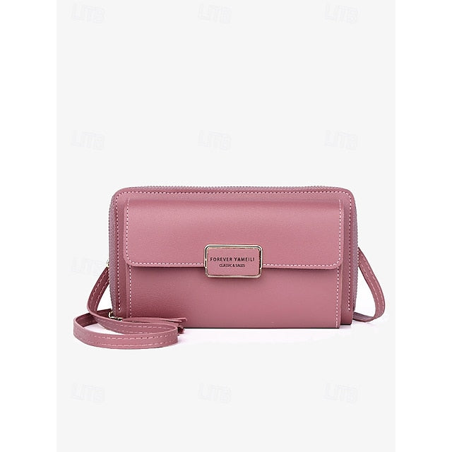 Sac à bandoulière en cuir PU pour femme, porte-téléphone portable