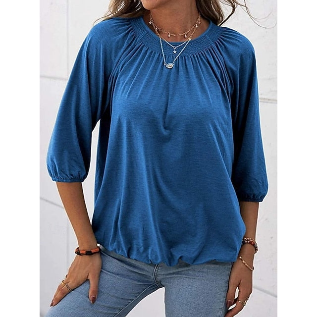 Women's T Shirt Plain Fashion Modern Casual 3/4 Length
