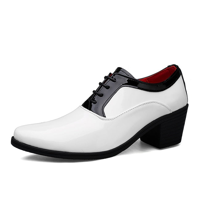 White Leather and – Faux Shoes Patent Men's Oxford Red