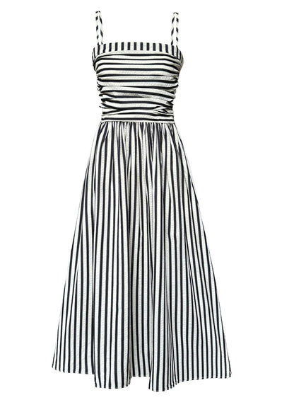 Holiday Style Black Striped Spaghetti Strap Dress Summer EE038