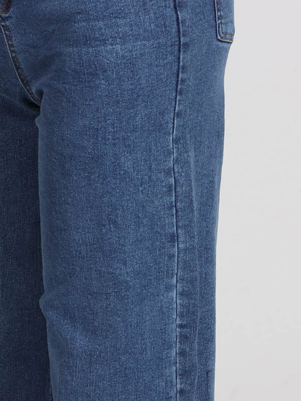 Rote schicke gebundene gerade Jeans mit hoher Taille und Knöpfen 