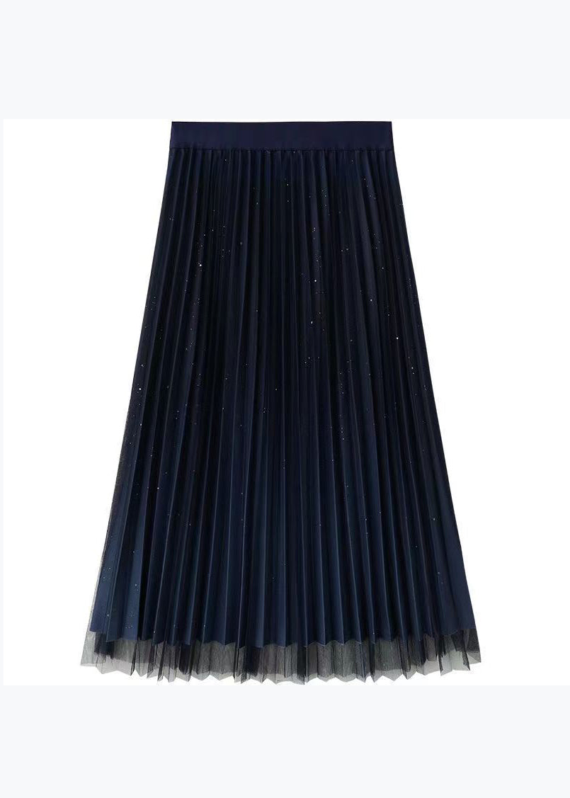 French Blue Starry Sky Wear On Both Sides Tulle Pleated Skirt Spring AJ1009