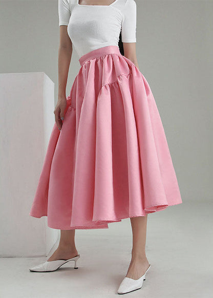 Plus Size Vintage Pink pleated Skirt Spring AJ1013