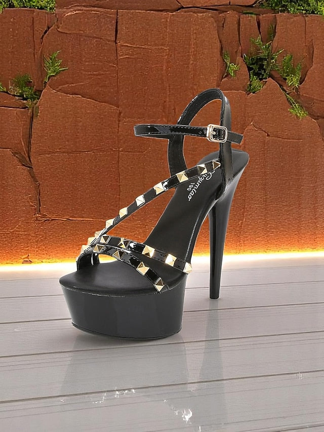 with Straps Women's Platform Heels Studded Stiletto