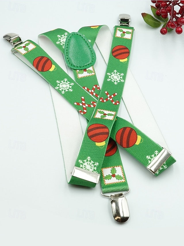 Suspenders Men's Christmas with Snowman