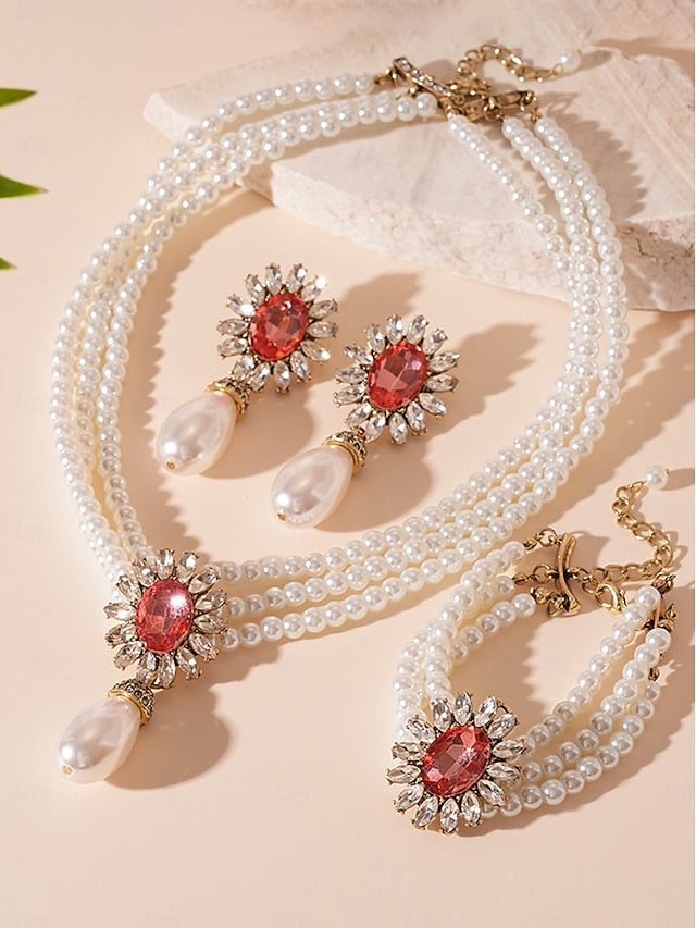 Women's Set Pearl Jewelry Earrings with