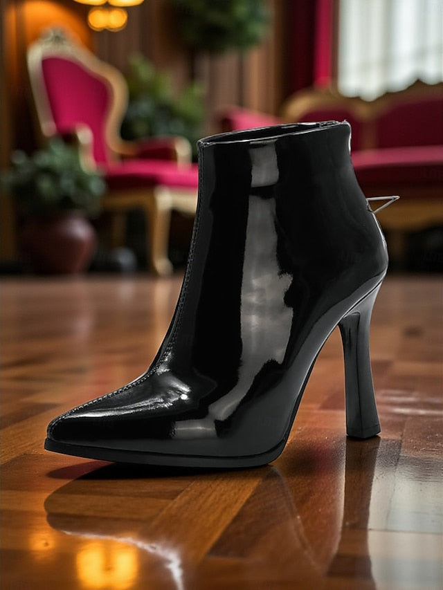 Boots with Gold Ankle Lining Stiletto Fur Heel Women's Faux