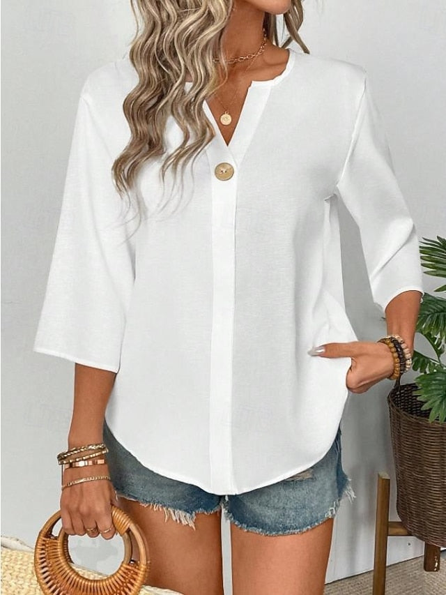 Women's Summer Shirt Casual Shirt Blouse Buttons Pullover
