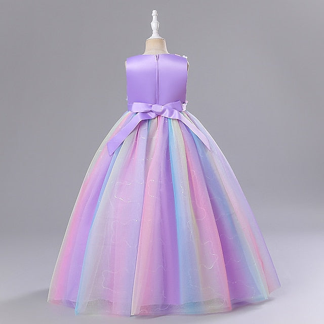 Party Dress Girl Flower Color Solid Girls' Kids