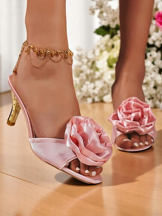 Satin Accents Heels Open-Toe Wedding with Women's Gold and