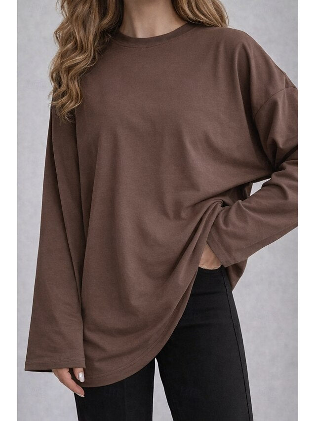 Women's Tee 100% Cotton Solid Color Stylish Classic Casual