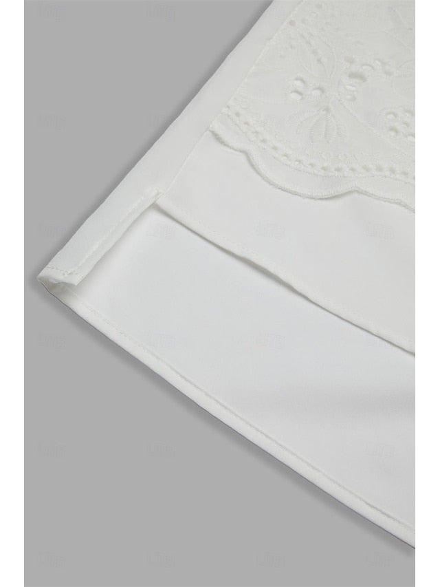 Women's Shirt Blouse Dressy Tops Embroidered Eyelet Solid