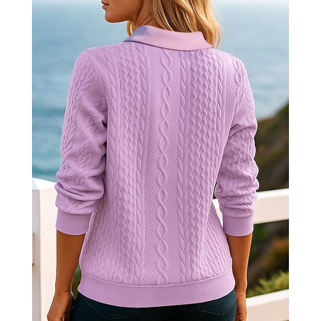 Women's Zip Up Sweatshirt Knitted Sweatshirt Cable knit