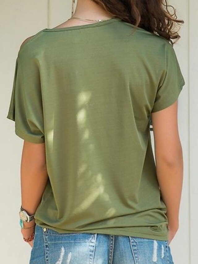 Women's T Shirt Tee Top Patchwork Solid Color Stylish