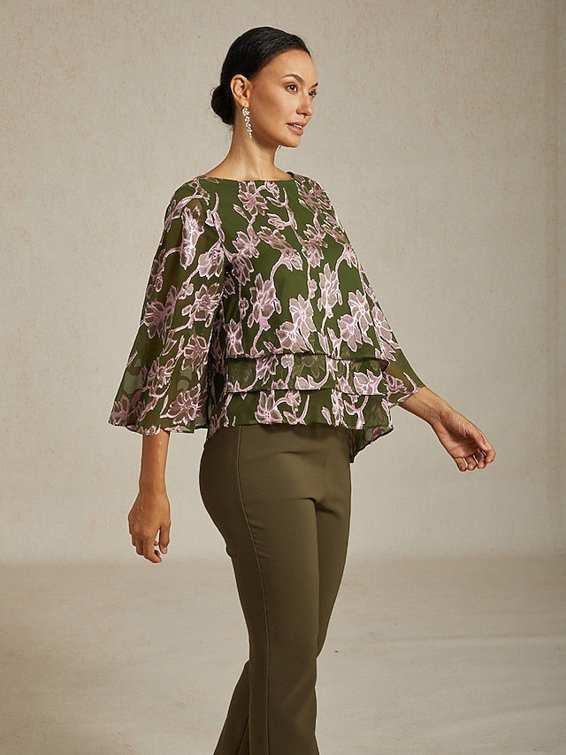 Women's Blouse Chiffon Tops Lace Floral Elegant Stylish