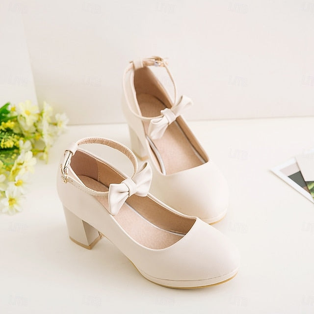 Perfect Bow - Girls' Mary Jane Weddings for Shoes White