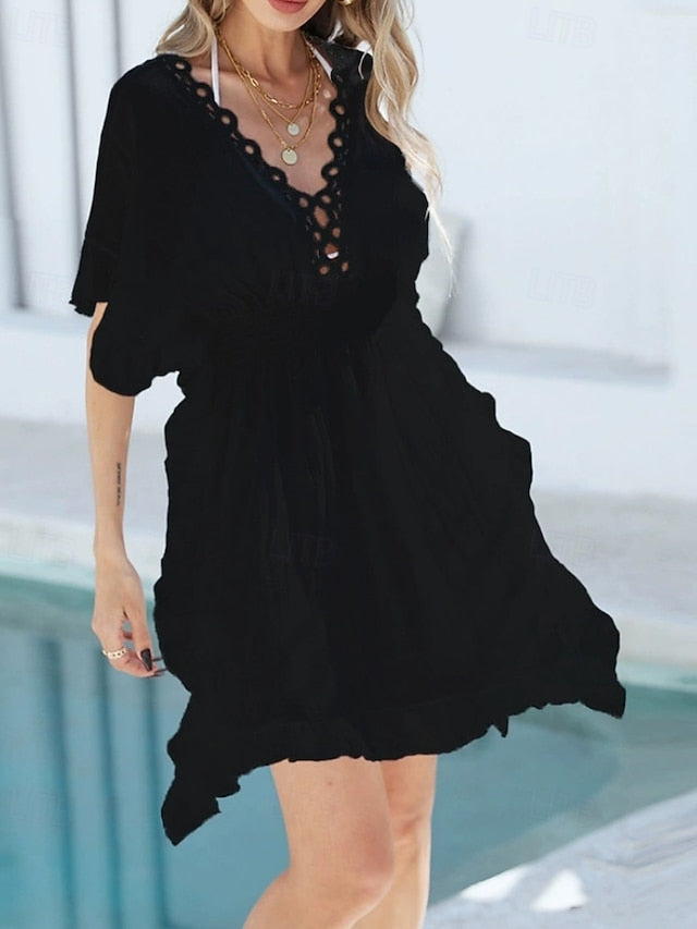 Women's Swimwear Cover Up Swim Dress Dress Swimsuit Cut Out
