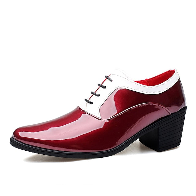 White Leather and – Faux Shoes Patent Men's Oxford Red