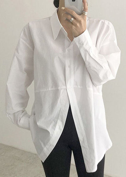 Modern White Peter Pan Collar Button Top Spring TT1004