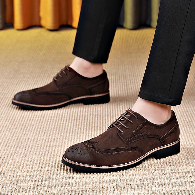 Lace-Up Vintage – Brown Shoes Brogue Derby Men's