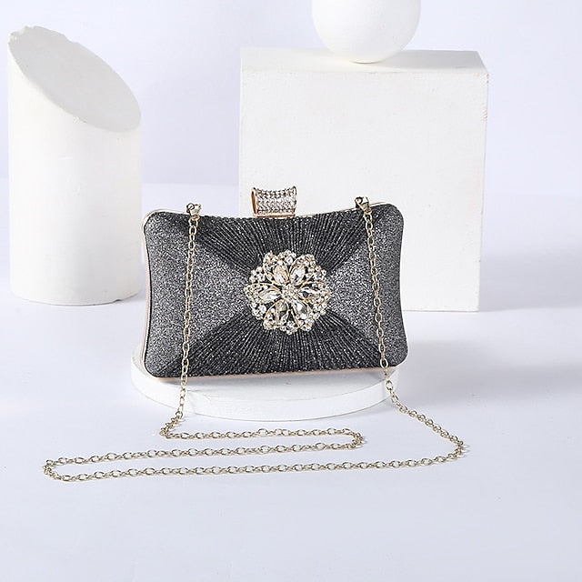 Strap Gold Bag Chain with Clutch Women's Rhinestone Elegant