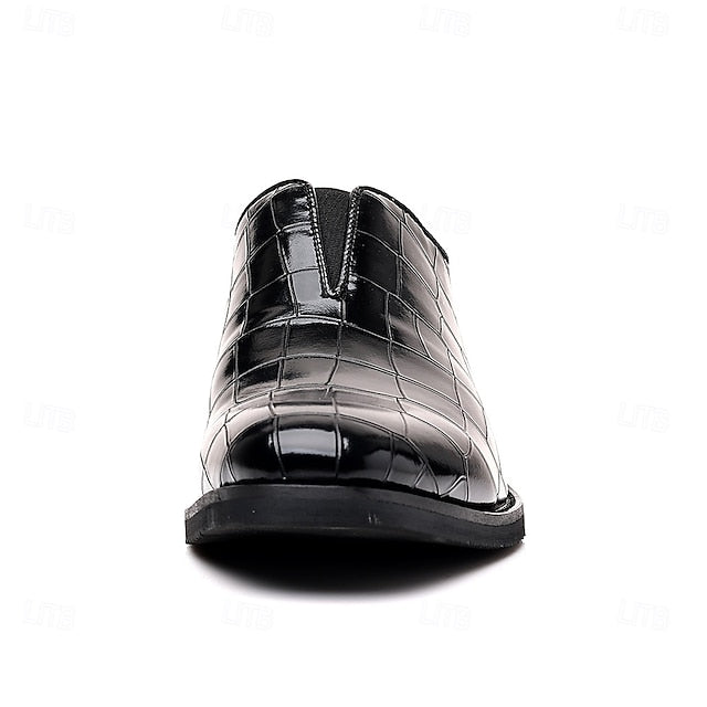 Burgundy Shoes Men's – Pattern Crocodile Slip-On