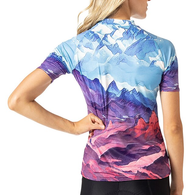 Women's Cycling Jersey Graphic Color Block Gradient Short