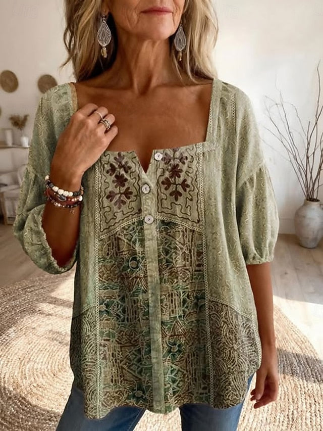 Women's Blouse Print Floral Graphic Paisley Daily Stylish