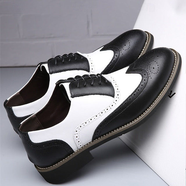 Men's Oxford Wingtip White Shoes Two-Tone in Brogue