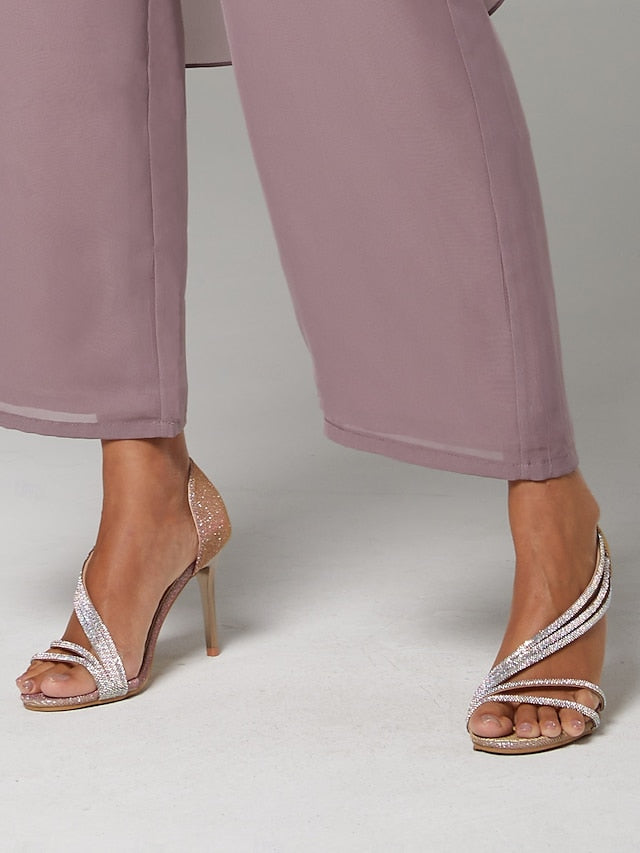 – High Strappy Rhinestone Sandals Women Crystal for Heel