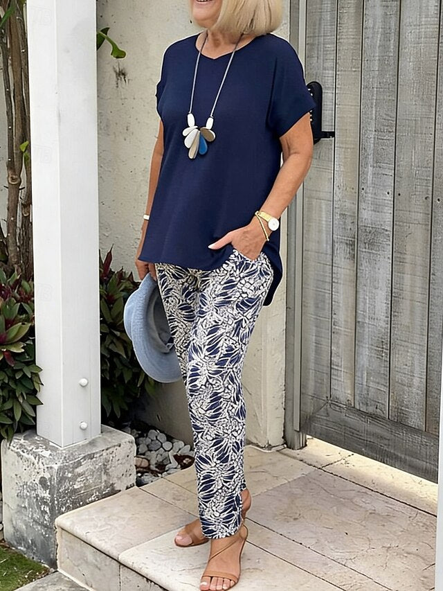 Women's Two Piece Sets Pants Sets Bolero Top Short Sleeve