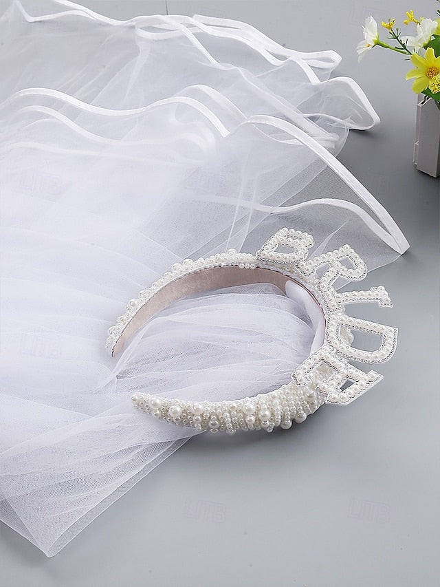 Pearl-Embellished with – Headband Veil 'BRIDE'