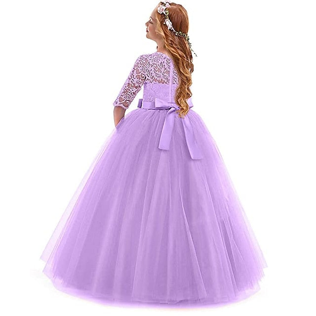 Girl 3-13 Lace Flower Prom Years Princess Dress Kids