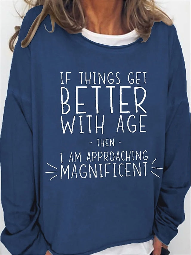Women's Oversized Sweatshirt Pullover Cotton Blend Letter