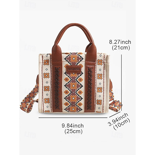 – Sac ethnique fourre-tout pour femme d'inspiration vintage imprimé bohème