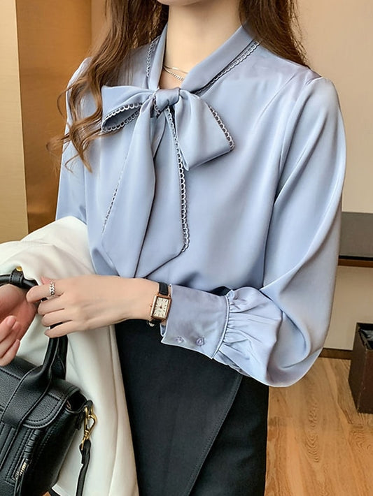 Women's Shirt Blouse Chiffon Tops Ruched Plain Stylish