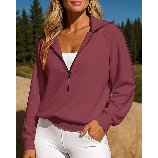 Women's Pullover Sweatshirt Casual Outfits Half Zip Long