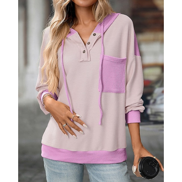 Women's Pullover Sweatshirt Casual Hoodies Drawstring with