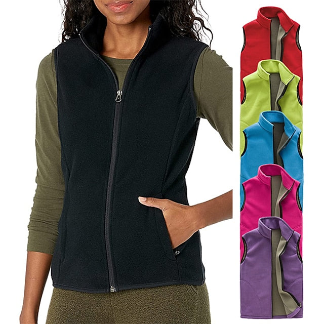 Women's Fishing Vest Winter Coat Hiking Fleece Vest Spring
