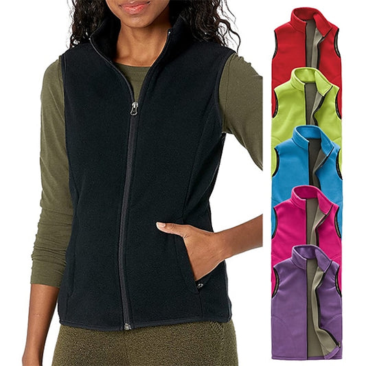 Women's Fishing Vest Winter Coat Hiking Fleece Vest Spring