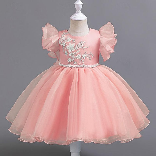 Kids Party Sequin Sleeveless Floral Wedding Dress Girls'