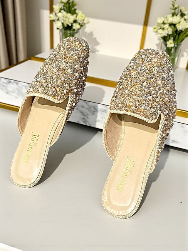 Rhinestone - Women's Pink Pearl Embellished and Mules