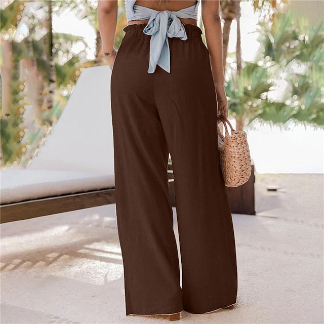Women's Wide Leg Pants Trousers Casual Daily Long Plain